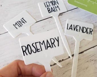 Handmade Reusable Plastic Waterproof Garden Stakes & Labels for Vegetables | Flowers | Plants | Herbs