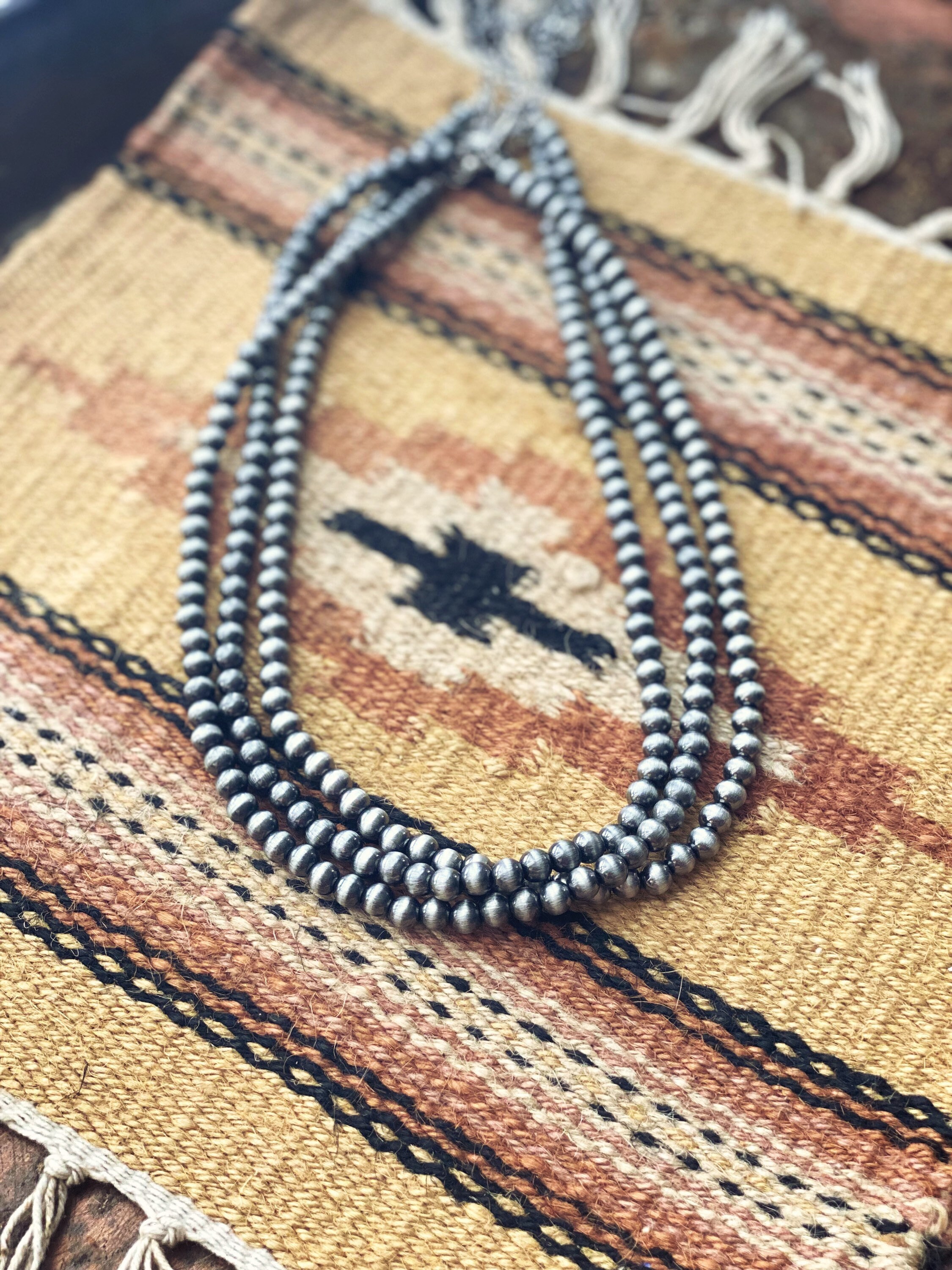 18 Long 6mm Faux Navajo Pearl Necklace 