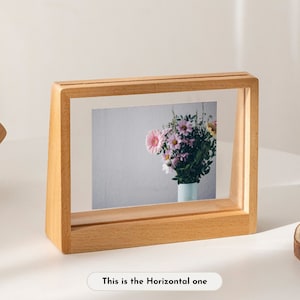 INICIO Marco de fotos de madera de haya maciza, tamaño de 6 a 10, marco de fotos rústico de madera dura de pie transparente, regalo de aniversario de inauguración de la casa Horizontal