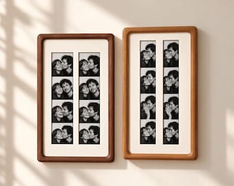 Marco doble para tiras de fotos de fotomatón, marco de madera maciza para parejas, fotos de 2x6 o 1,5x8 pulgadas, 15 x 30 cm