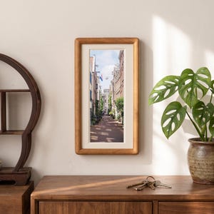 Solid Walnut and Teak Wood Vertical Photo Frame - Long Narrow Display for Travel Maps, Pressed Flowers, Tickets, Photobooth Strip
