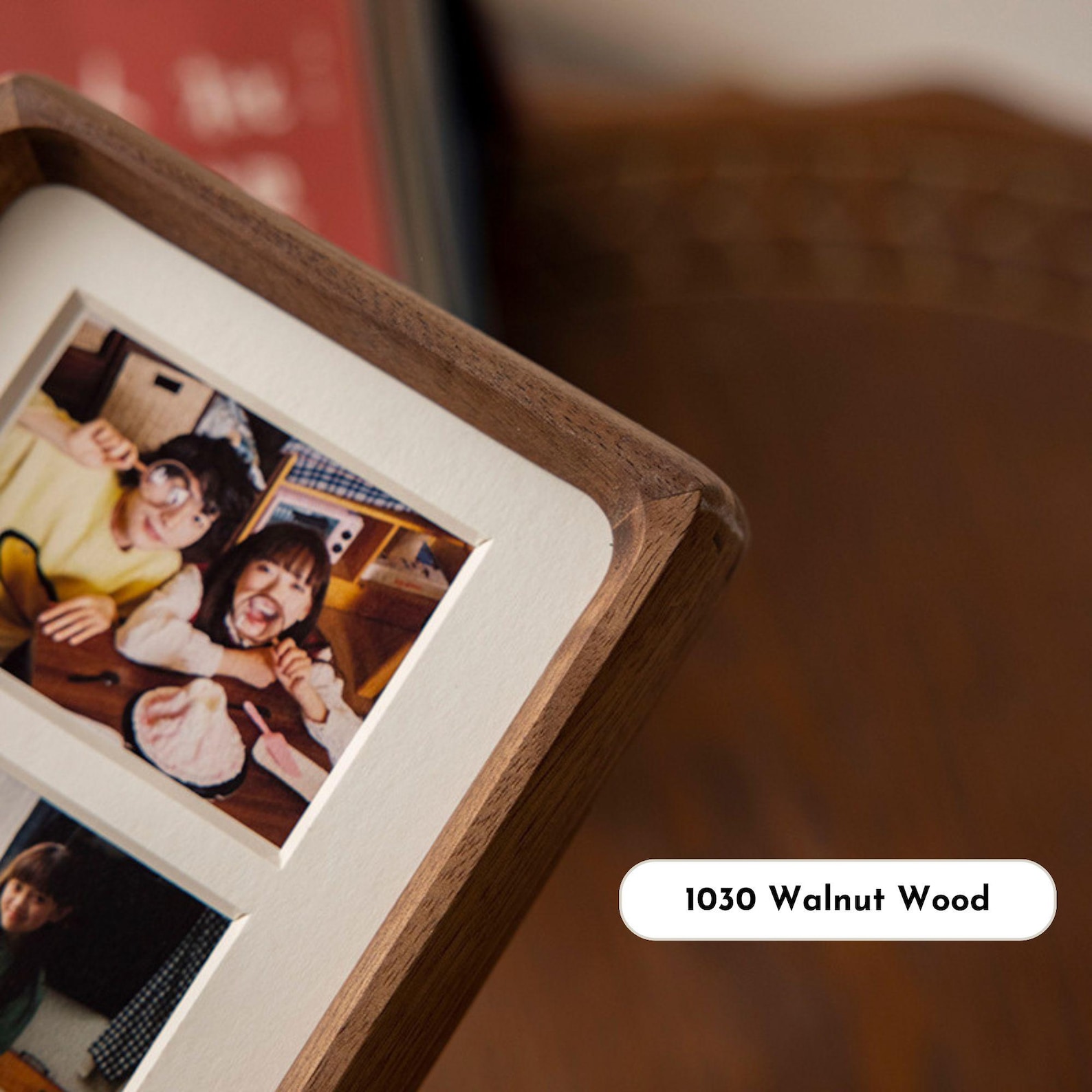 Instant Photo Frame for Polaroid & Instax 4.6x6.2cm - Solid Wood Grid Display in 3 Styles and Sizes -Gallery Wall and Tabletop Picture Frame - 2-square grid, 1030 Walnut Wood