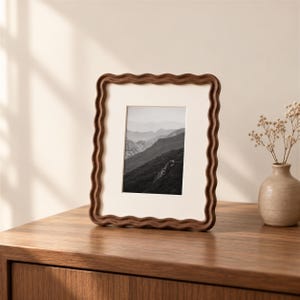 Ripple Frame – Organic Wavy Picture Frame, Solid Walnut or Teak Wood Frame, Curvy Rustic Home Decor