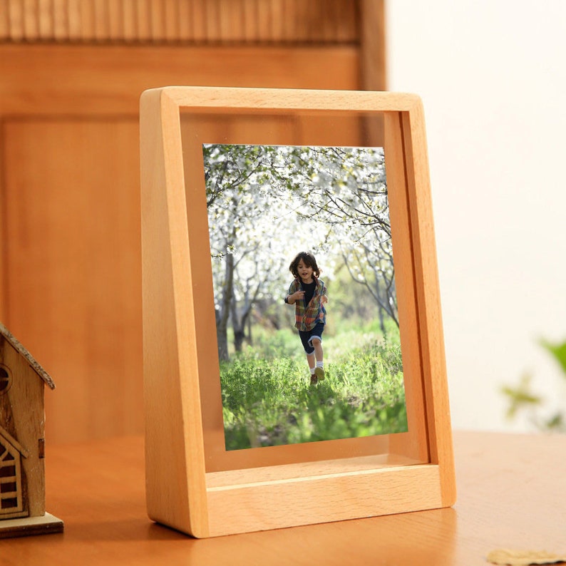 HOME Solid Beechwood Photo Frame, Size from 6 to 10 , Transparent Standing Hardwood Rustic Picture Frame, Housewarming Anniversary Gift image 5