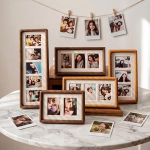 Instant Photo Frame for Polaroid & Instax 4.6x6.2cm - Solid Wood Grid Display in 3 Styles and Sizes -Gallery Wall and Tabletop Picture Frame