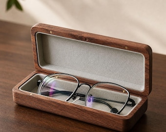Solid Walnut Wood Glasses Case: Handcrafted Eyeglass Holder