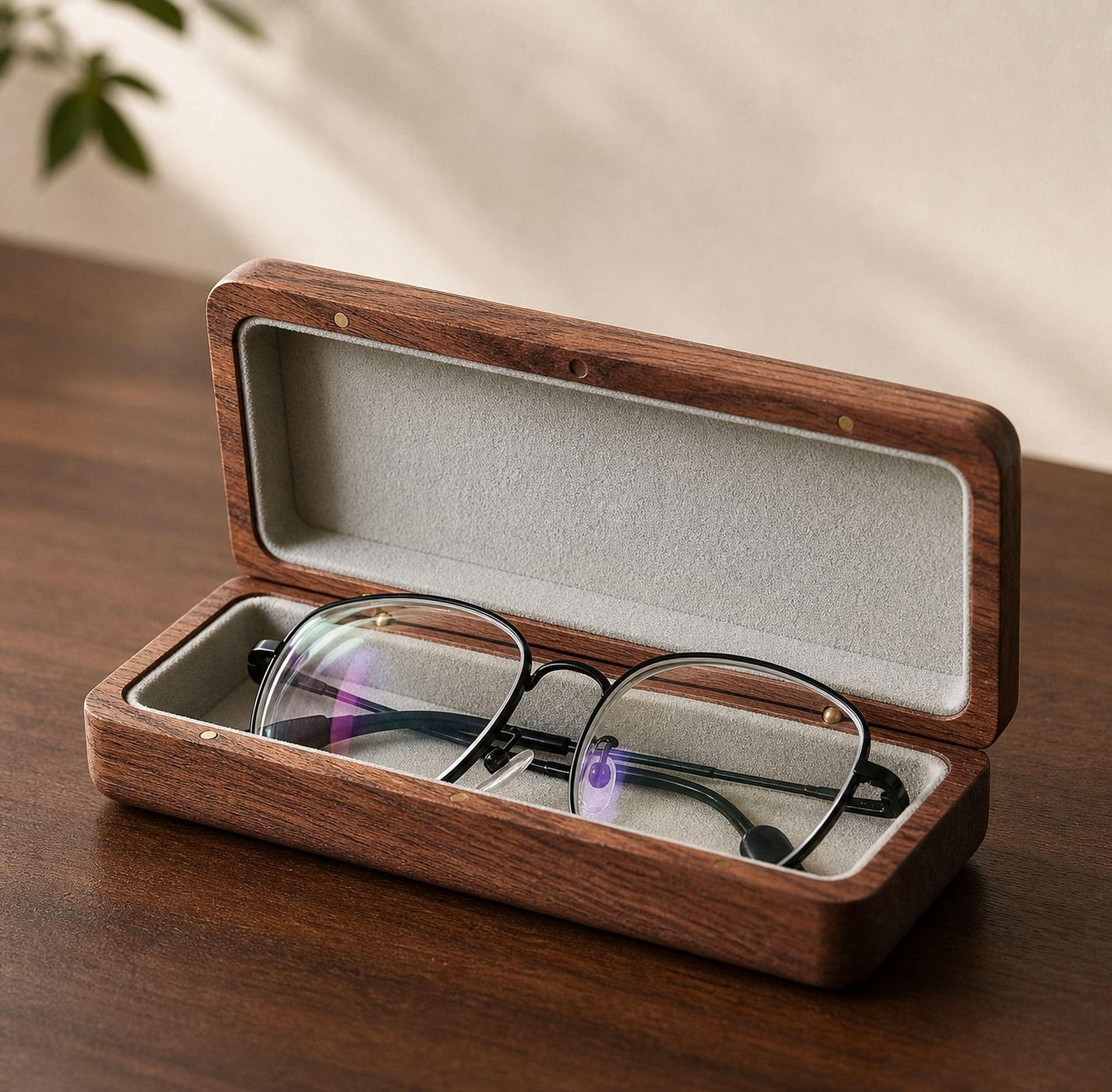 Solid Walnut Wood Glasses Case: Handcrafted Eyeglass Holder