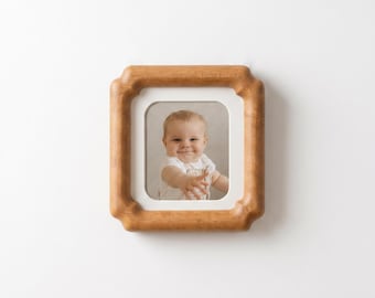 Marco de fotos de estilo vintage: marco de madera maciza de nogal y teca, marco de fotos de madera inspirado en el estilo vintage, marco para recuerdos familiares.