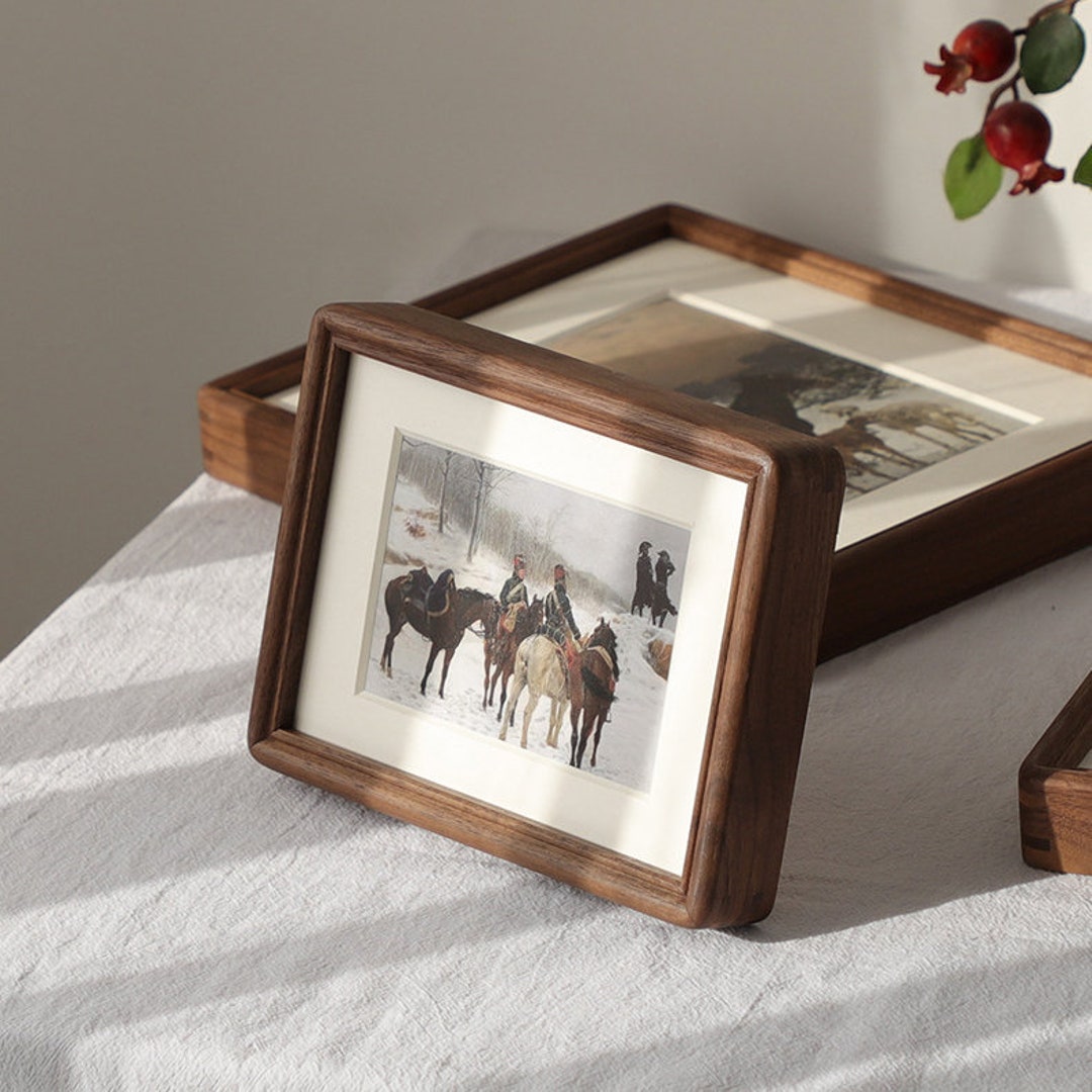 CLASS HSH Solid Wood Picture Frame, Rustic Walnut Teak Wood Photo Frame