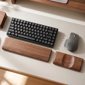 Polssteun van walnoothout voor toetsenbord: gepersonaliseerde, ergonomische ondersteuning