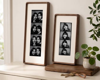 Storyline Frame - Photo Strip Frame, Solid Walnut & Teak Wood Display for Photobooth Photos and Keepsakes