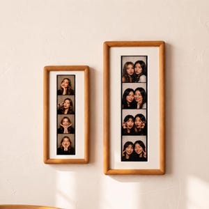 Solid Walnut and Teak Wood Vertical Photo Frame - Long Narrow Display for Travel Maps, Pressed Flowers, Tickets, Photobooth Strip