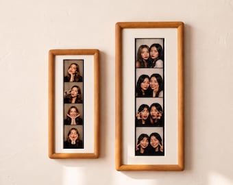 Marco de fotos vertical de madera maciza de nogal y teca - Exhibidor largo y estrecho para mapas de viaje, flores prensadas, boletos, tiras de fotomatón