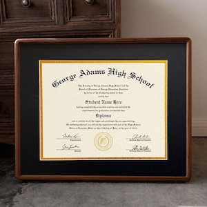 Walnut Diploma Frame - Solid Wood with Mat for Graduation Certificates