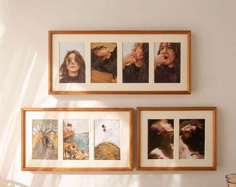GATHER- Multi Opening 4x6 Photo Frame - Solid Walnut Wood Gallery Wall Display for 2 to 4 Pictures - Anniversary Wedding Family Gift Set