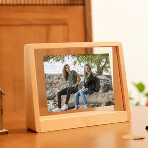 HOME Solid Beechwood Photo Frame, Size from 6 to 10 , Transparent Standing Hardwood Rustic Picture Frame, Housewarming Anniversary Gift image 3
