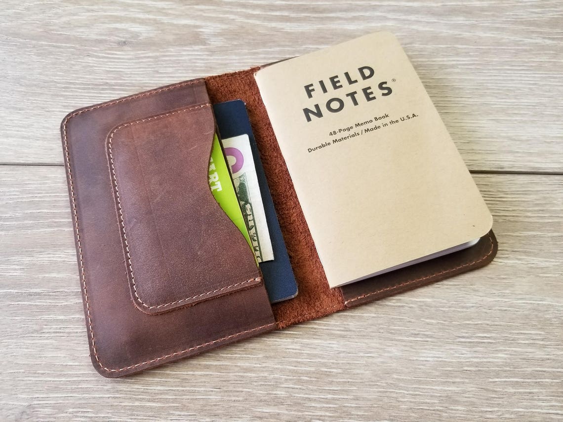 Mens Wallet, Travel Journal With Pockets, Passport Wallet, Leather