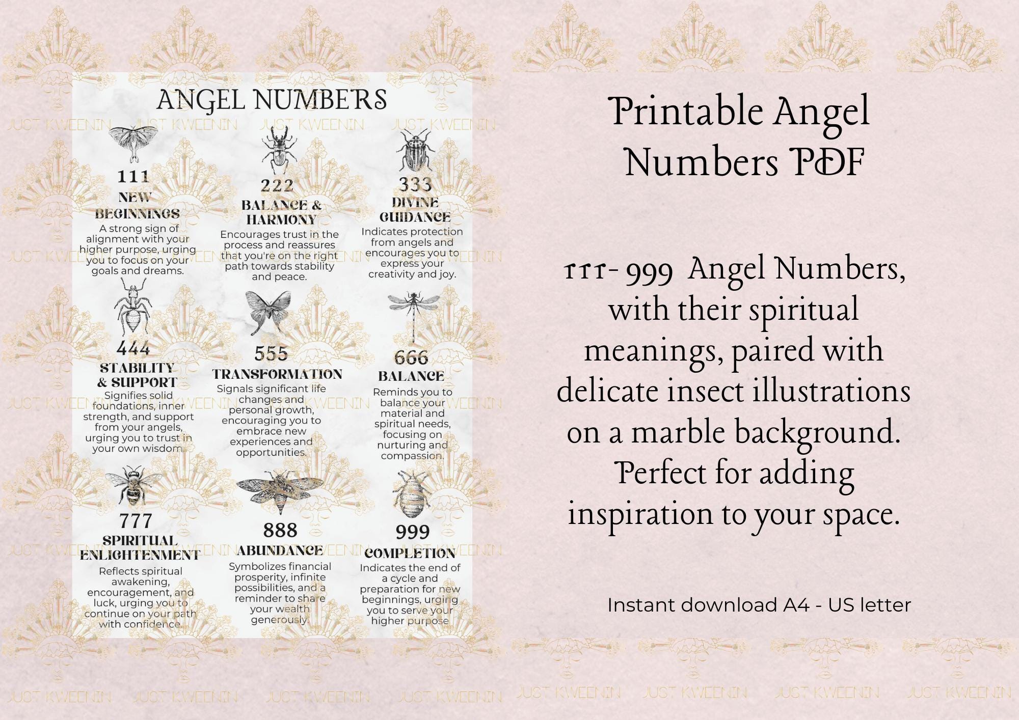 Angel Number Meanings 111 to 999 Printable PDF A4 + US Letter Size ...
