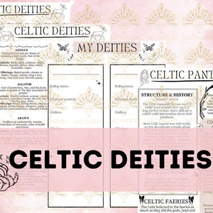 Celtic Deities Digital Grimoire Pages, Printable BOS Witch Journal Pages, Book of Shadows,  Wiccan Mythology, Digital Grimoire Pages