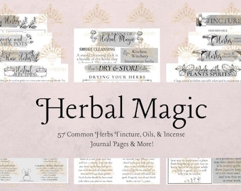 Herbal Magic, Green Witchcraft Grimoire Printable Pages, Green Witch PDF Bundle, Plant Magick, BOS Pages, Witch Printables, Book of Shadows,