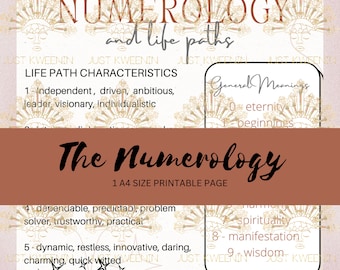 Numerology Printable Page, Grimoire BOS Page, Basics of Numerology, Book of Shadows,  Digital Download, Numerology Page for Book of Shadows