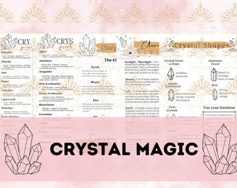 Crystal Magic Witchcraft Printable Grimoire Pages, Crystal Magick, Witchcraft Basics,Printable Crystal Page, Book Of Shadows, Grimoire Pages