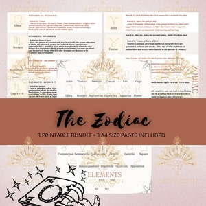 Hojas de trucos de astrología, páginas de grimorio digital, guía de astrología imprimible, carta natal, plantilla de carta natal, aprender astrología, signos del zodíaco
