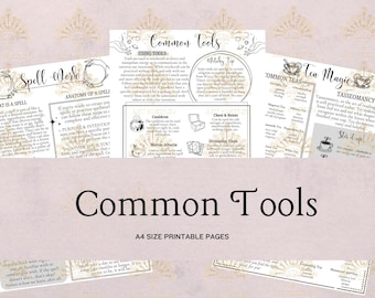 Book of Shadows Printable, Common symbols grimoire pages. BOS page, download print, and add to your grimoire, Common Tools Book of Shadows,