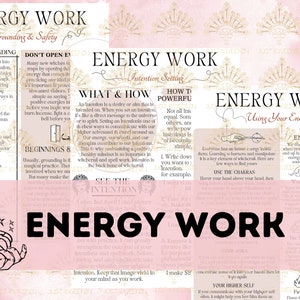 Energy Work Printable Grimoire Pages, Printable Grimoire Pages and Book Of Shadow Pages, Basics Of Witchcraft 101, BOS Intro to witchcraft