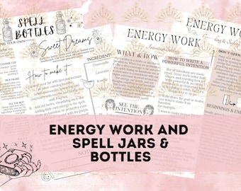 Energiearbeit druckbare Grimoire Seiten, Energiearbeit, Zauberflaschen & Gläser Digitale Grimoire Seiten, Bos Seiten, bedruckbar, Buch der Schatten