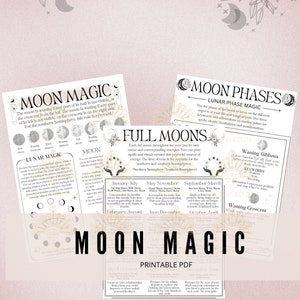 Moon Magic Grimoire Pages, Digital Book of Shadows Pages, Lunar Cycle Reference Sheets, Printable PDF, Book Of Shadows, Grimoire