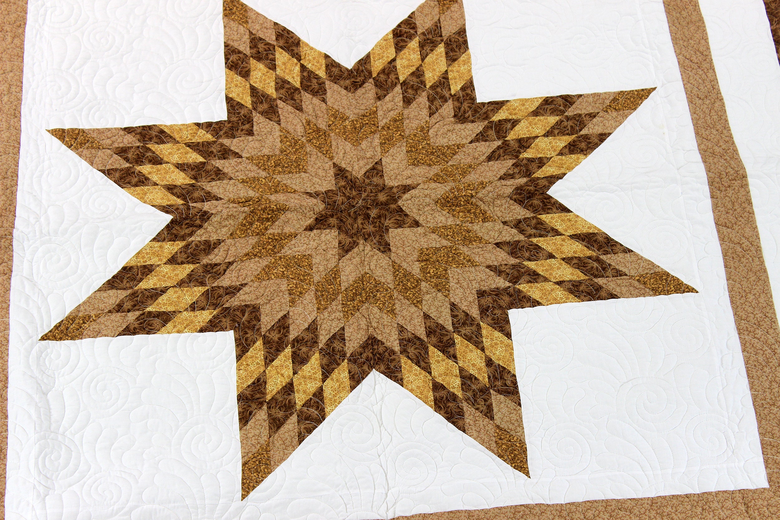 Earth tone Lone Star patchwork FINISHED QUILT Queen size Etsy