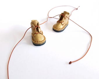 Golden leather booties for Blythe or similar feet doll, Blythe shoes