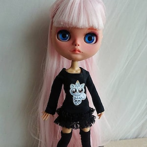 vestido negro litlle para blythe, vestido de jersey blythe y conjunto de medias