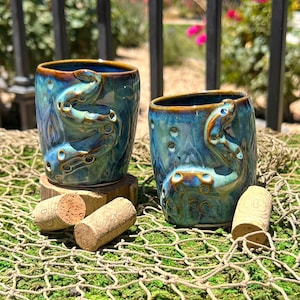 Octopus Wine Whiskey Cup Pottery // Octopus Stemless Wine Glass, Octopus Gifts, Ceramic Cups, Ocean Gifts, Octopus Pottery, Under The Sea
