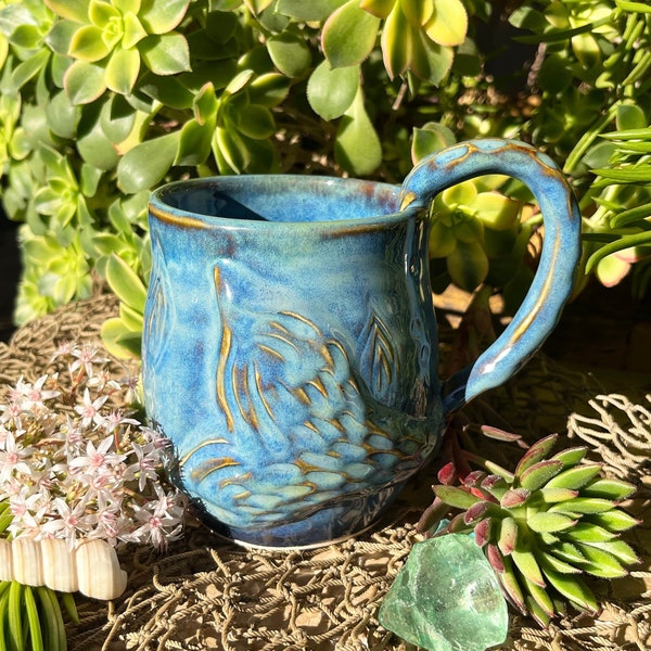 Mermaid Mugs Pottery // Mermaid Tail Mugs, Mermaid Gifts, Coffee Mugs, Ocean Gifts, Mermaid Pottery, Pottery Mugs, Blue Mugs, Ocean Lovers