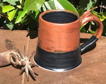 Handmade Ceramic Beer Stein Mug, Copper and Matte Black, 14-18 oz