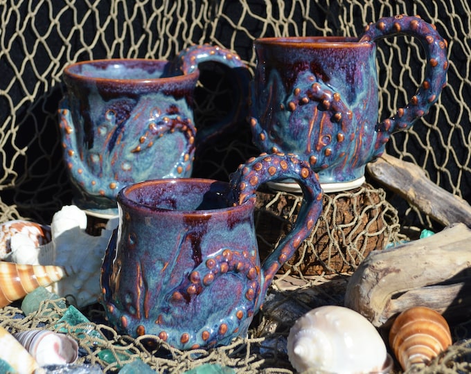 Octopus Mugs Pottery // Octopus Mugs Octopus Gifts Coffee Etsy