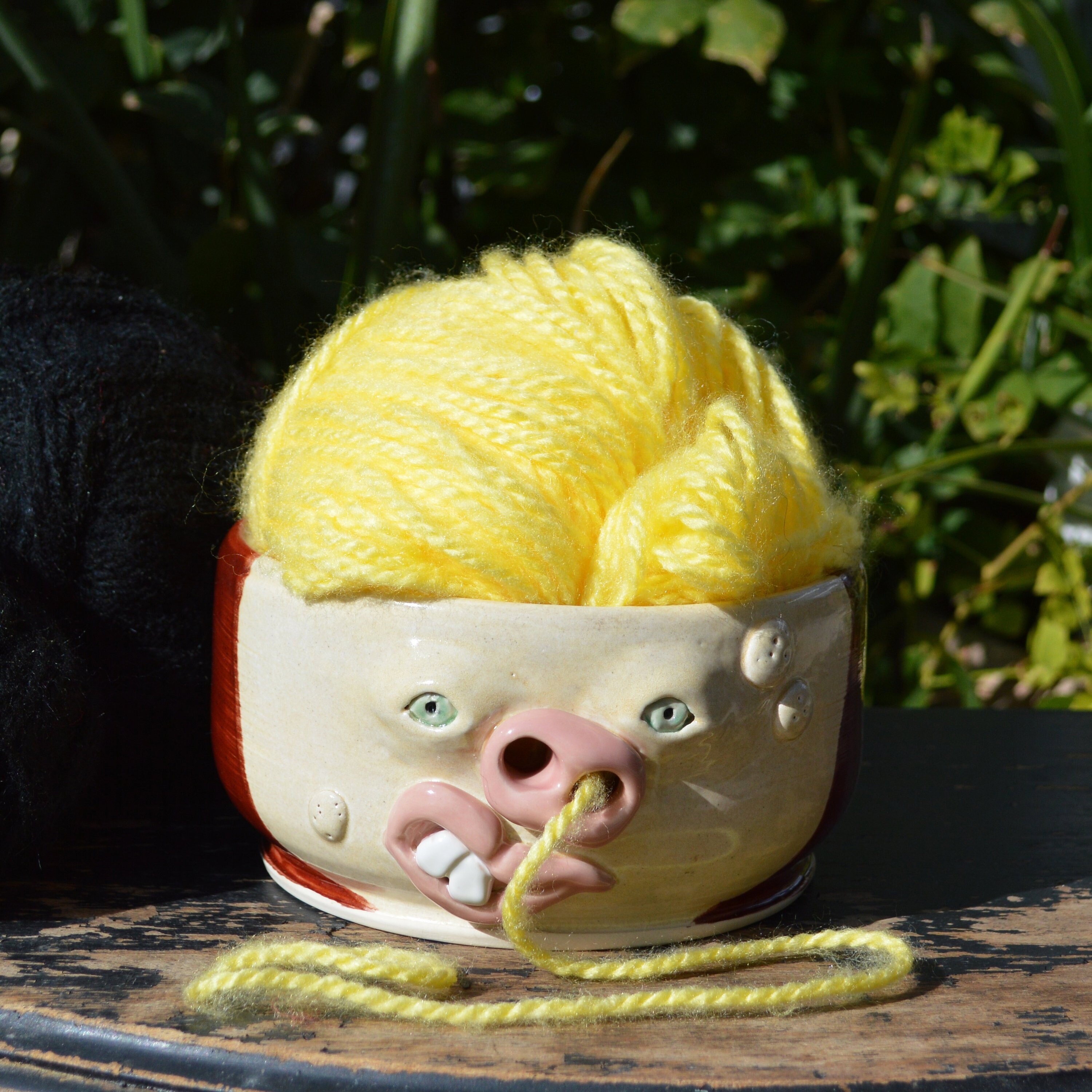 Yarn Bowl Face Pottery // Yarn Bowl Ceramic Yarn Bowl Face Etsy