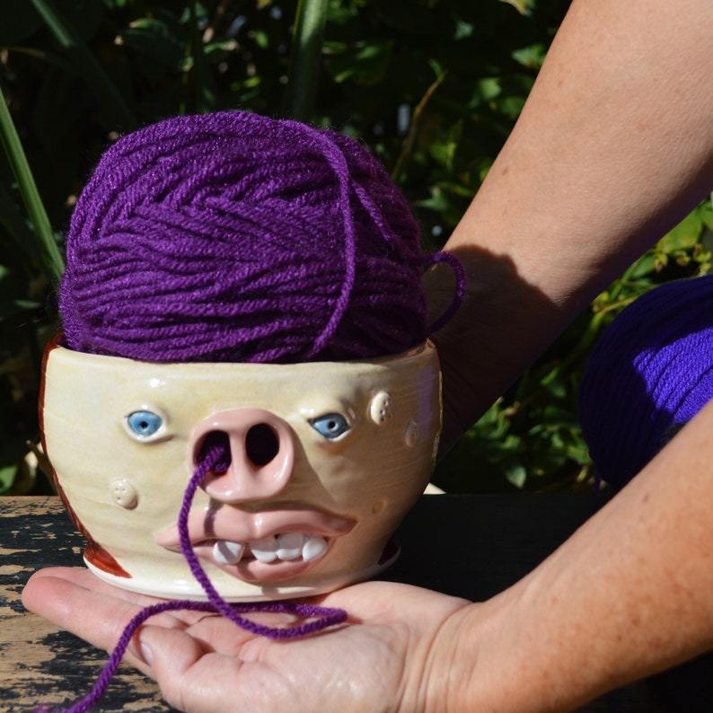 Yarn Bowl Face Pottery // Yarn Bowl Ceramic Yarn Bowl Face Etsy