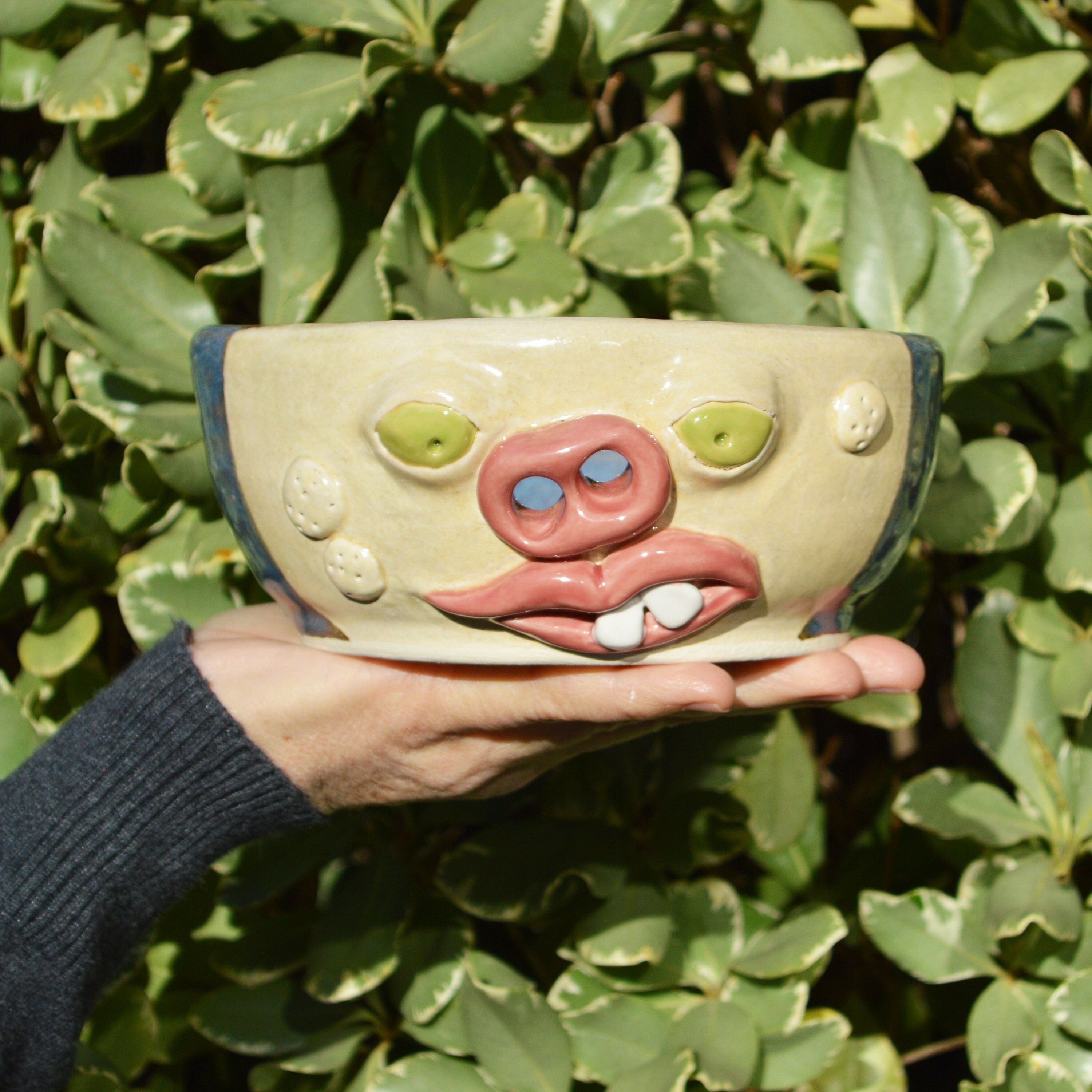 Yarn Bowl Face Pottery // Yarn Bowl Ceramic Yarn Bowl Face Etsy