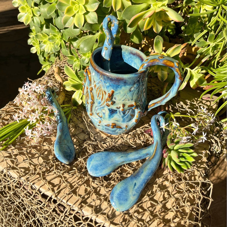 Octopus Spoon Pottery // Octopus Utensils, Octopus Gifts, Spoons, Ocean Gifts, Octopus Pottery, Stir Sticks, Spoon Gifts, Under The Sea image 2