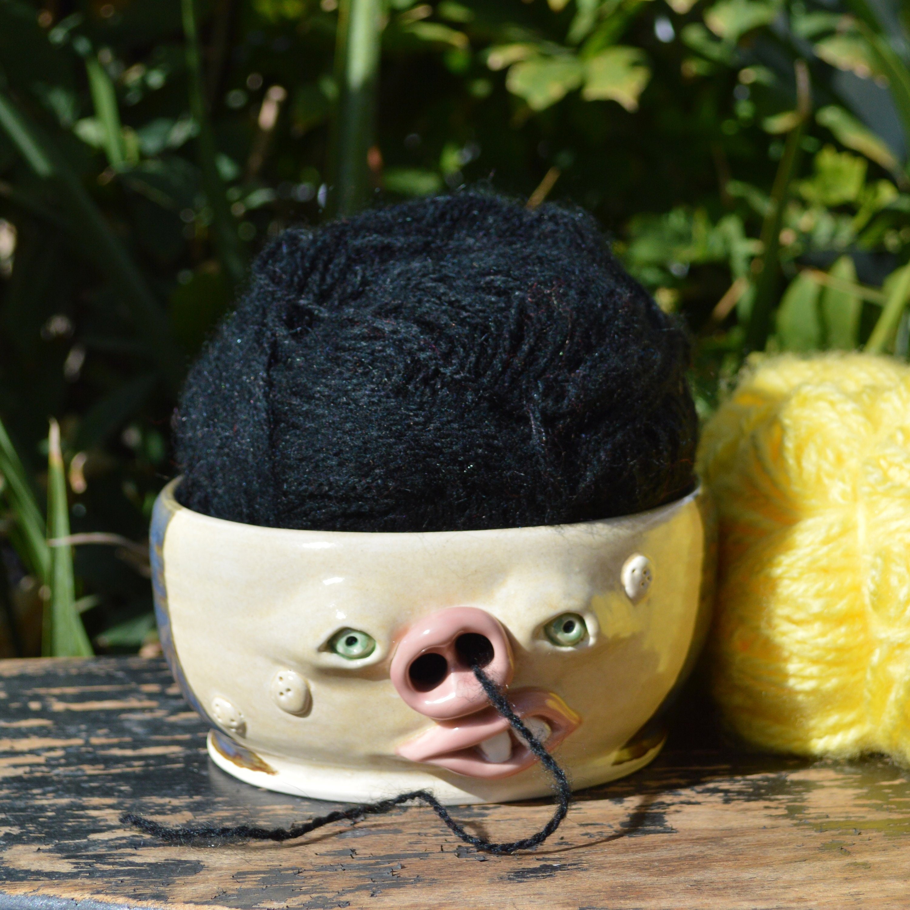 Yarn Bowl Face Pottery // Yarn Bowl Ceramic Yarn Bowl Face Etsy