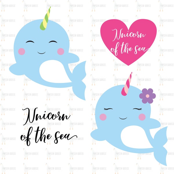 Narwhal SVG, Narwhal Clipart, Unicorn Of The Sea SVG, Cute Narwhal SVG, Narwhal Clip Art, Vector, Silhouette Cut Files, Cricut Cut Files
