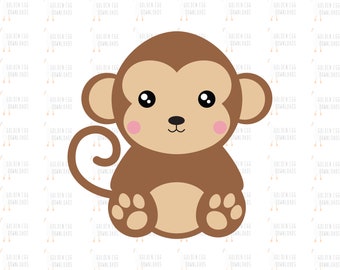 Cute Monkey SVG, Monkey SVG, Jungle SVG, Instant Download, Cute Monkey Clipart, Cute Monkey Cut File, Monkey Silhouette, Cricut