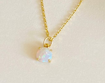 Opal Gold Filled Necklace,Tiny Opal Necklace,Dainty Opal Necklace,Opal Gold Filled Choker,GF Layering Necklace,Gifts for Her, SKU:GON1031