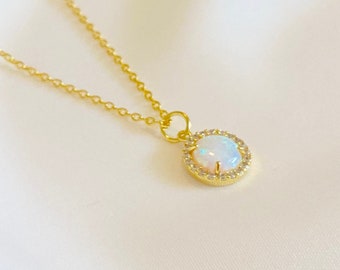 Opal Gold Filled Necklace,Dainty Opal Necklace,Opal Choker,Delicate Opal Necklace,Gold Filled Layering Necklace,Gifts for Her, SKU:GON1030