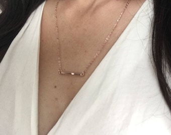 Rose Gold Plated Skinny Bar Necklace, Minimalist Layering Necklace