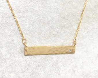 NATALIE • Gold Bar Necklace • Hammered Bar Necklace  •  Dainty Gold Necklace • Minimalist Jewelry • Boho Jewelry • Gifts for Her NP300