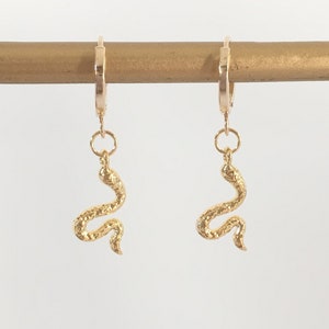 AVA-Snake Earrings,Gold Snake Earrings,Dainty Gold Snake Huggie Hoop Earrings,Boho and Hippie Jewelry,Cute Earrings,Gifts for Her ER502G